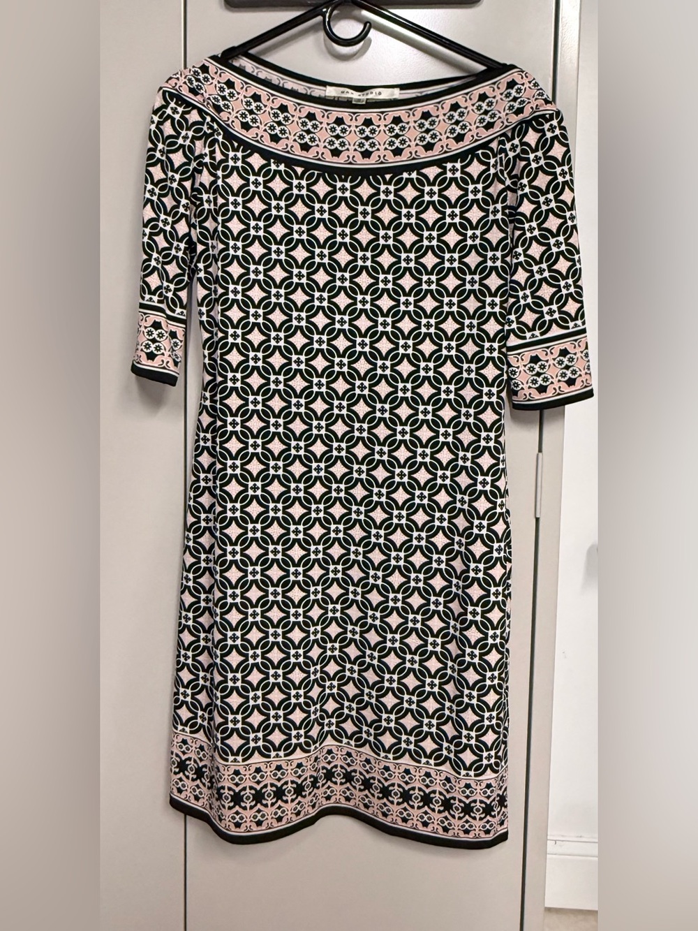 Max Studio Pink and Black Geometric Midi Dress